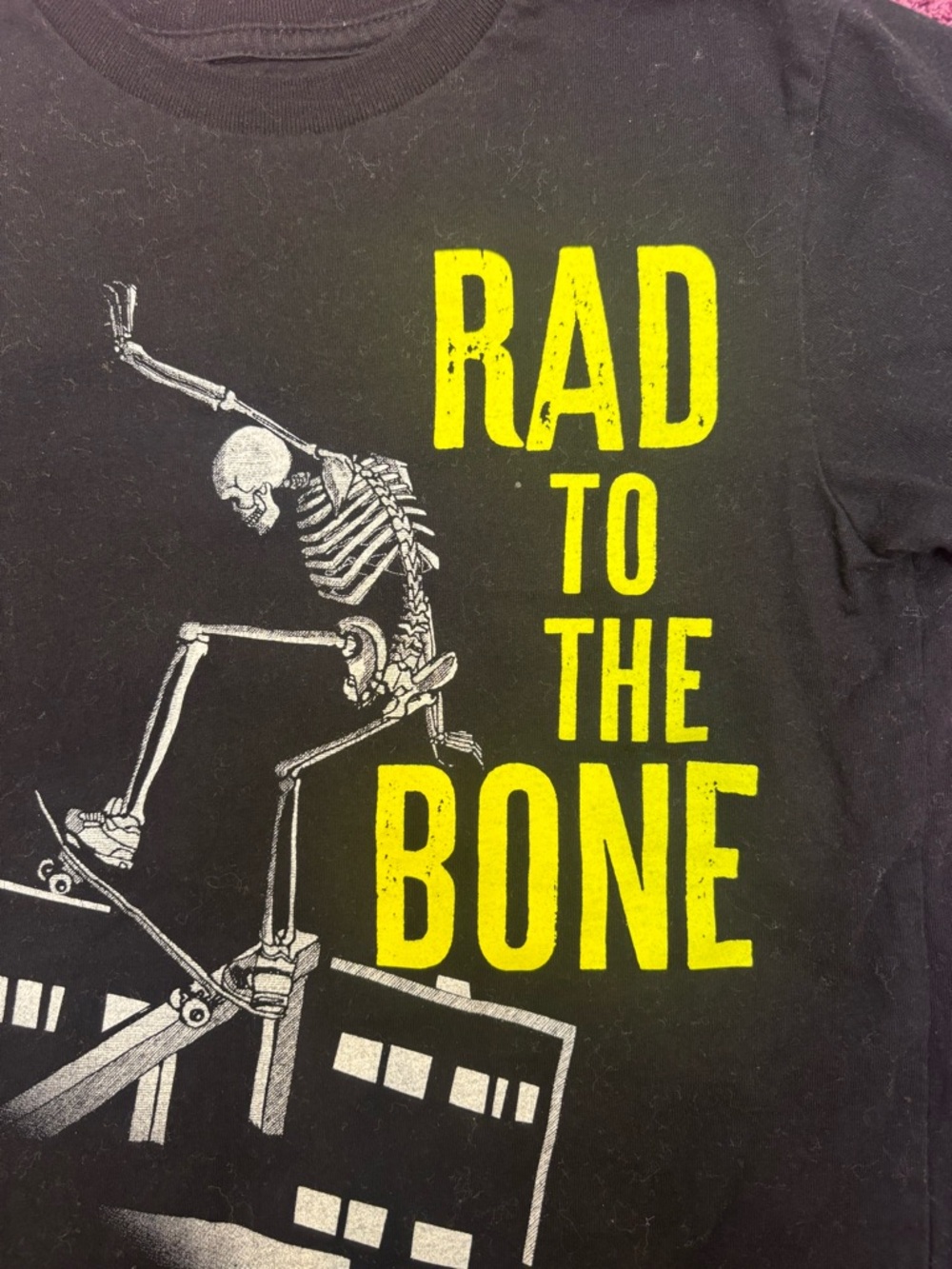 Children’s Place Graphic Skeleton Cotton Tee Unisex size 5/6 “Rad to the Bone” - Picture 2 of 4
